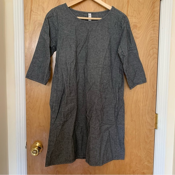 American Apparel a-line dress - black/grey chambray, size M/L - Picture 1 of 3